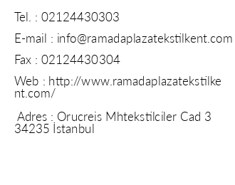 Ramada Plaza Tekstilkent iletiim bilgileri